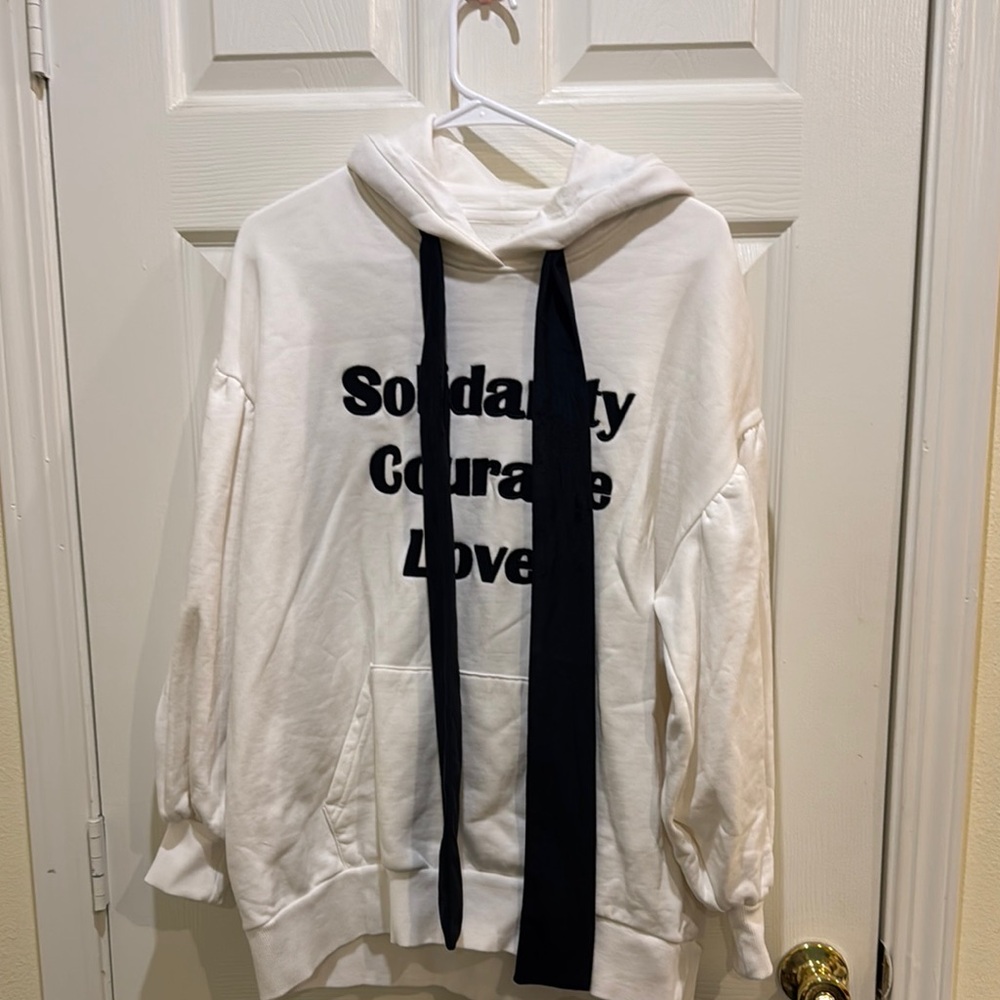 Solidarity Courage Love White Hoodie